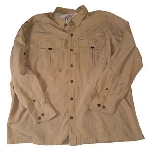 Eddie Bauer Mens Button down Shirt Khaki Lightweight Outdoor Utility 2XL